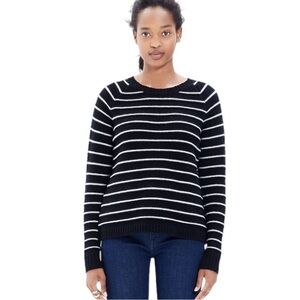 Madewell Palisade 100% Merino Wool Zip Back Sweater Striped Cable Knit Size XS